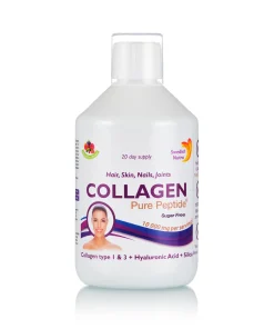 Colagen Lichid Hidrolizat 10000mg + Acid Hialuronic 50mg + Biotina 5000mcg + Cupru + Siliciu + Vitamina C, B5, B6, B12 – sticlă cu 500 ml