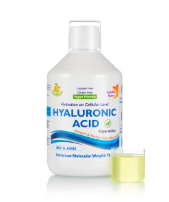 Acid Hialuronic Lichid cu 100 Mg per Doza Zilnică + Vitamina C + Siliciu – produs Vegan – Sticlă cu 500 ml