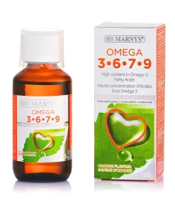 Omega 3, 6, 7, 9 Vegan – Acizi Grași pentru Memorie, Inimă, Colesterol, Piele și Articulatii – Sticla cu 125ml