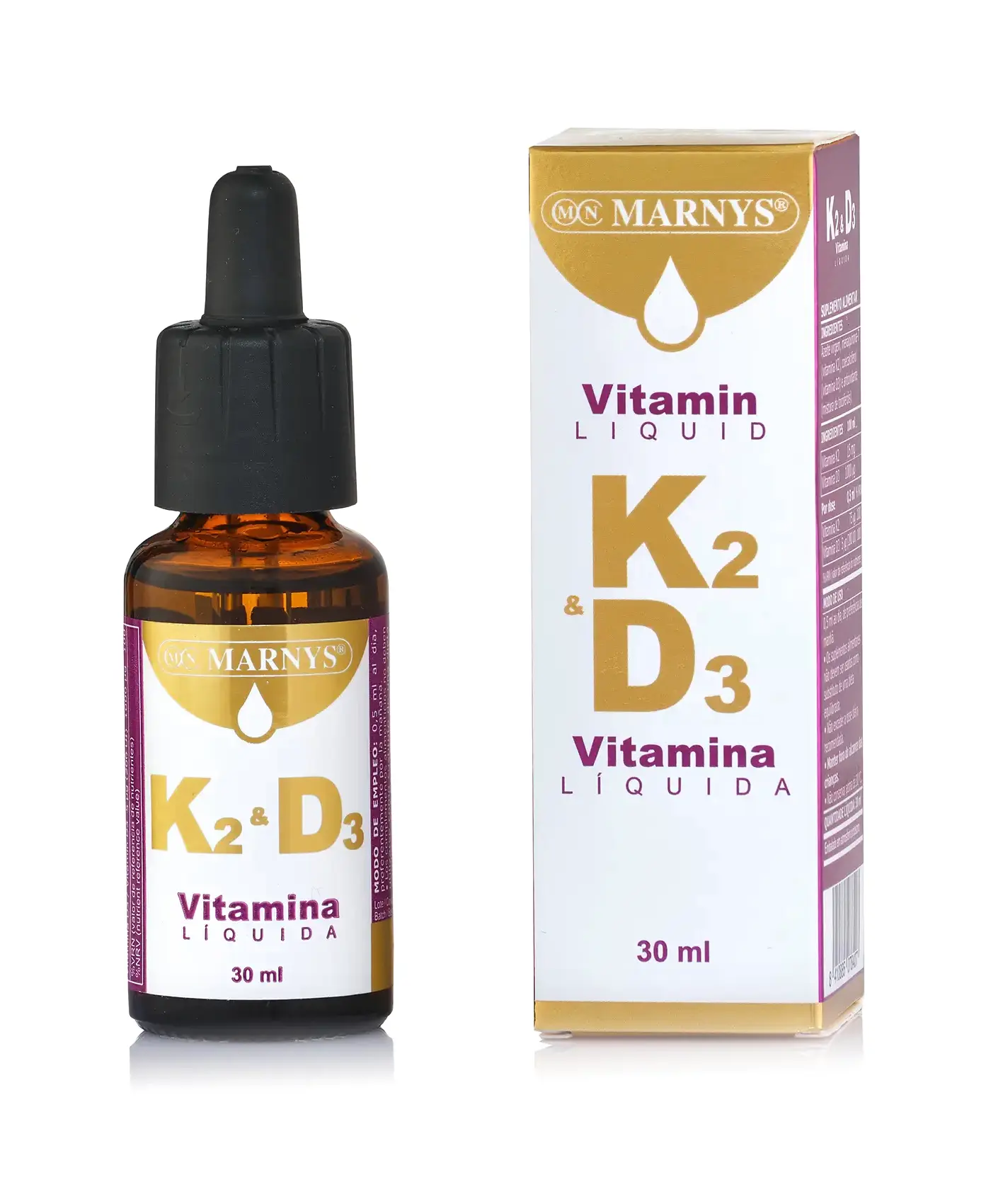 Vitamina K2 + D3 Lichidă (Mk7® + Colecalciferol) – Produs 100% Natural – 30 ml
