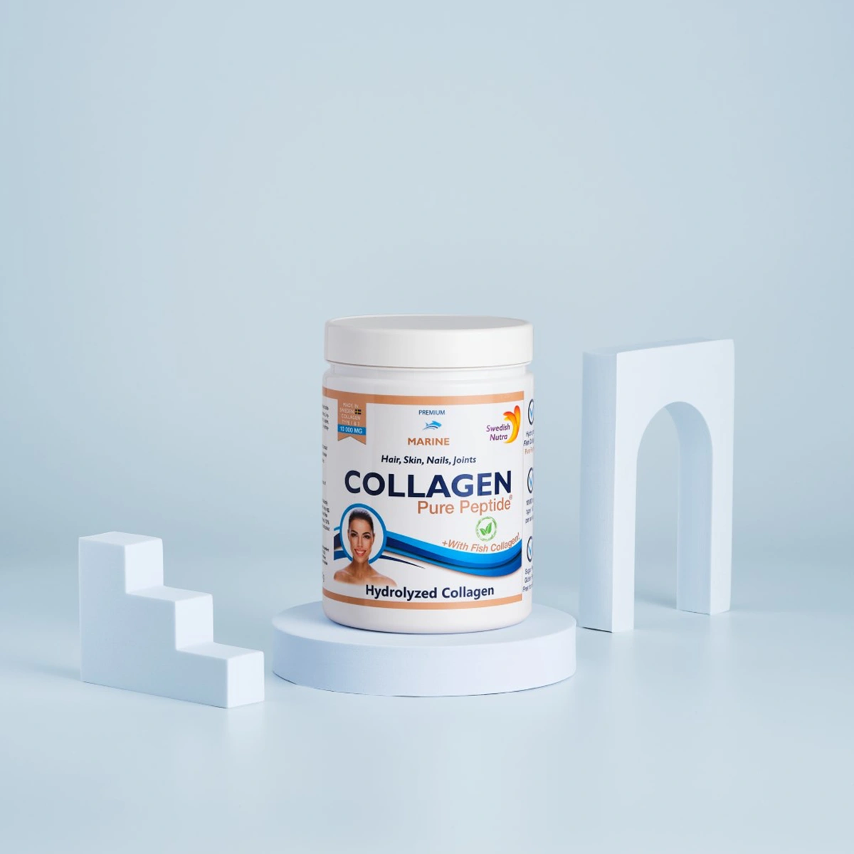 Colagen-Marin-Hidrolizat-sub-forma-de-Pulbere-100-Natural Fish Colagen Hidrolizat Pulbere Tip 1 și 3 cu 10.000mg - 300 g