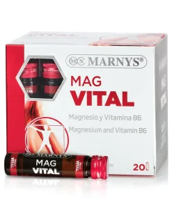 MagVital cu 375mg Magneziu + Vitamina B6 pentru Mușchi, Oase, Sistem Nervos – Produs Vegan – 20 Fiole