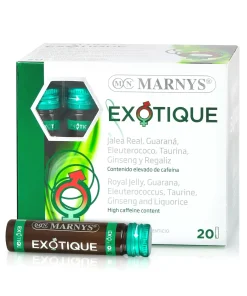 EXOTIQUE cu 5 Energizanți – Ginseng Siberian + Panax Ginseng + Lăptișor de Matcă + Guarana + Taurină pentru Revigorare, Vitalitate și Reducerea Oboselii – 20 Fiole