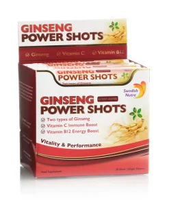 Ginseng Power Shots cu Ginseng Siberian + Panax Ginseng + Ghimbir + Vitamine – Energie si Vitalitate – Produs Vegan – 20 fiole