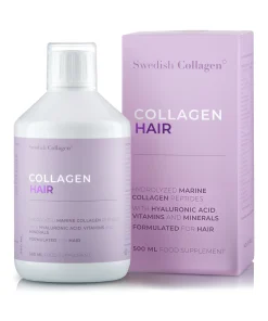 Colagen Hair - Formula Speciala pentru Par - Lichid, Hidrolizat Tip 1 si 3 cu 2500 mg (din Peste) + Acid Hialuronic 100 mg + Retinol 800 mcg + Biotina 5000 mcg + Ashwagandha 100 mg + Coenzima Q10 + MSM + Siliciu + Zinc + Vitamine - 500 ml