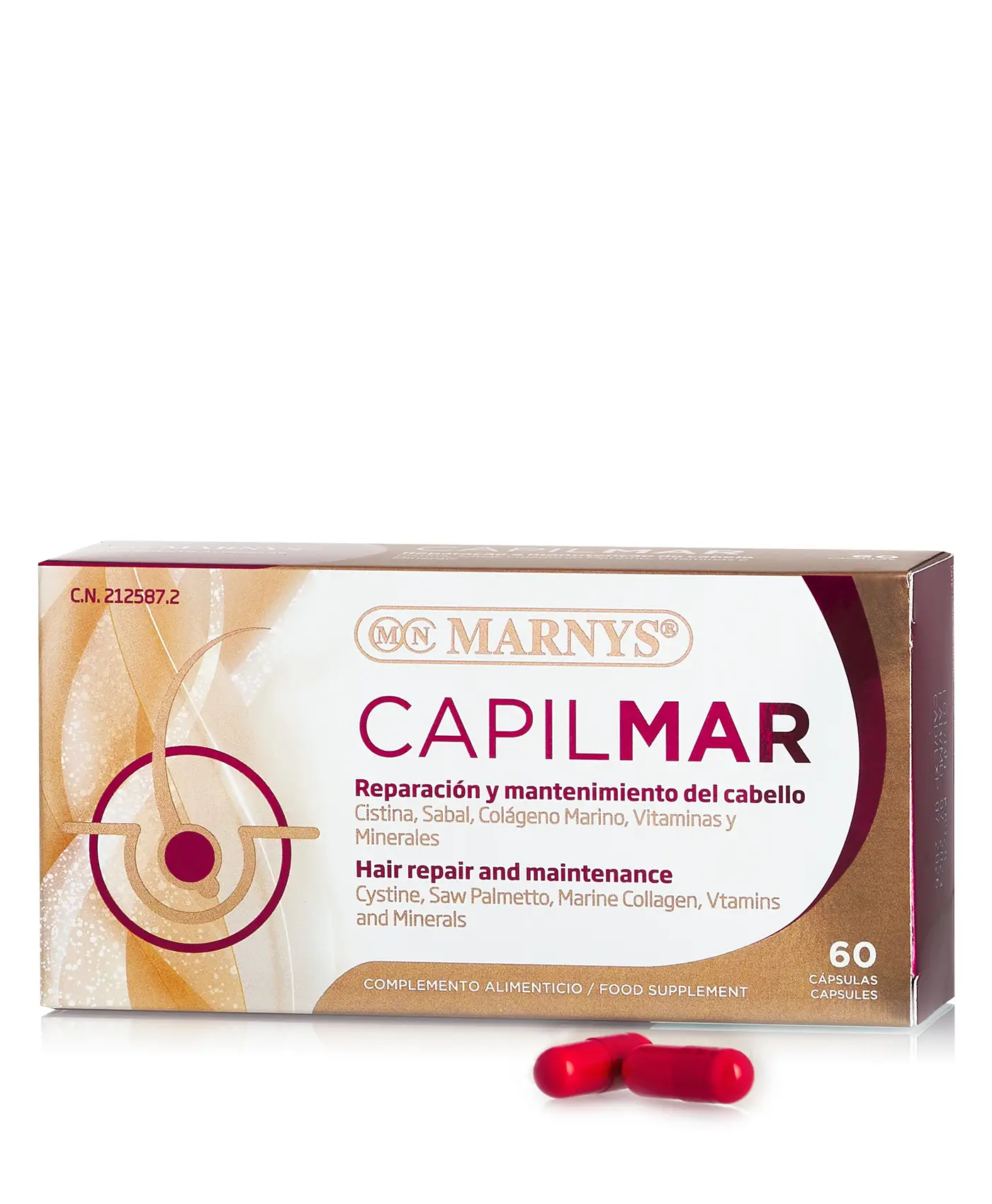 CAPILMAR - Extract de Sabal + Colagen + Keratina + Cistina + Vitaminele B + Minerale pentru cresterea si regenerarea parului - 60 capsule