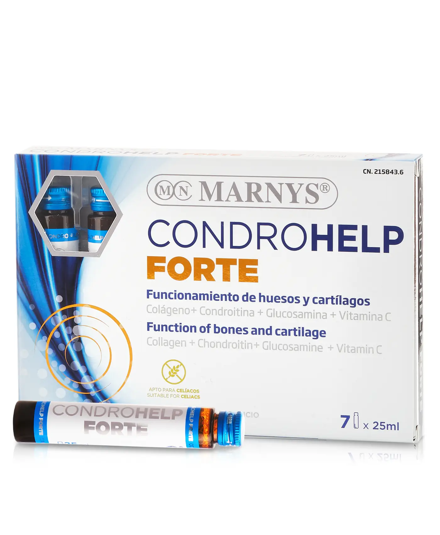 CONDROHELP FORTE - Colagen + Condroitina + Acid Hialuronic + MSM + Turmeric + Vitamine pentru flexibilitatea si mobilitatea articulatiilor, tendoanelor si ligamentelor – 7 Fiole