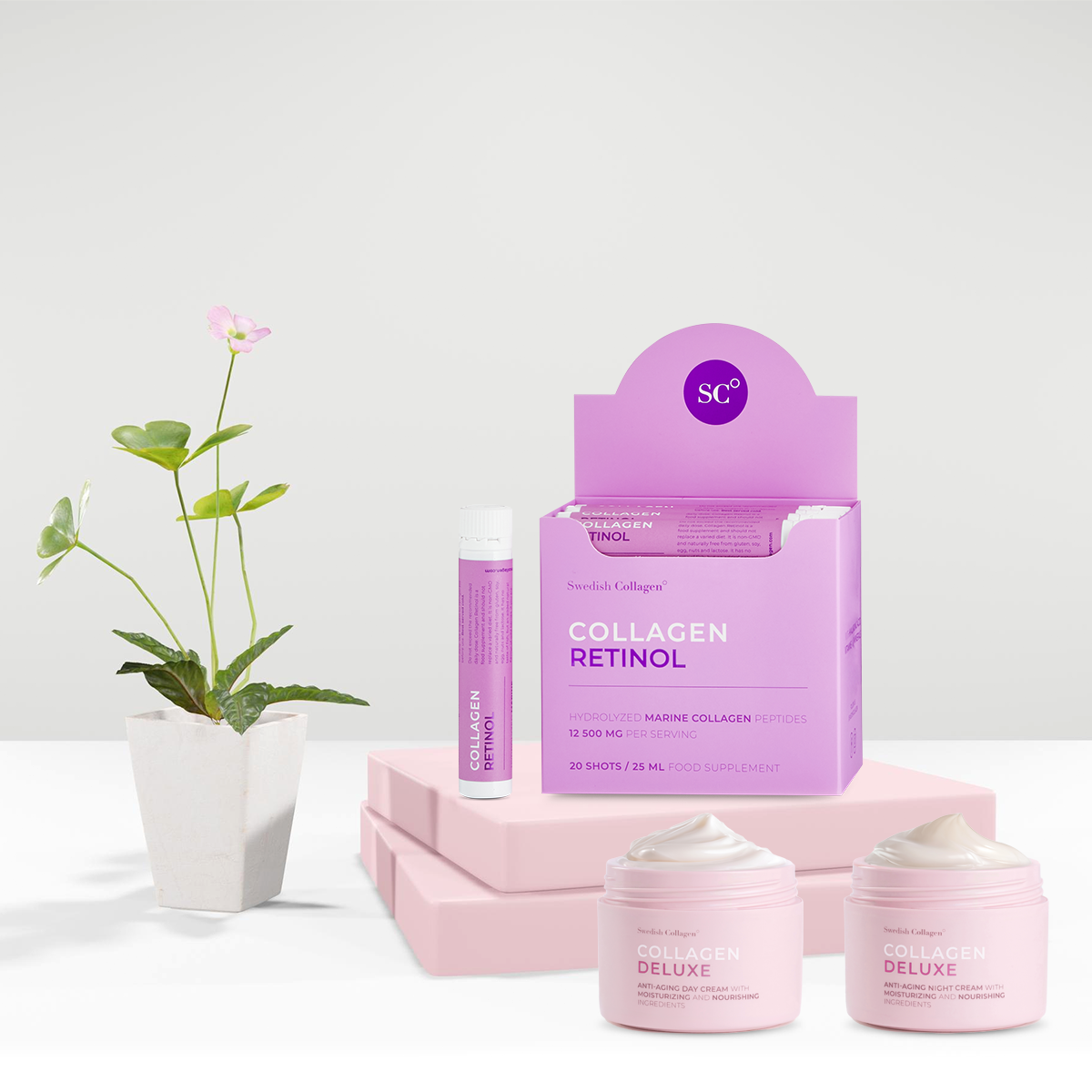 Super-Pachet-Retinol-Power Super Pachet Retinol Power cu Colagen Retinol 20 Fiole + Pachet Creme Retinol Zi si Noapte