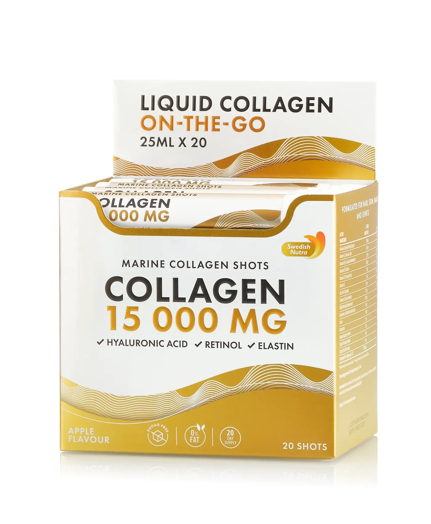 Colagen 15.000 mg – Colagen Marin Hidrolizat Lichid Tip 1 si 3 - Cutie 20 Fiole