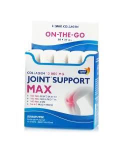 Joint Support Max 10 Shots Travel Pack – Colagen Hidrolizat Pure Peptide de Tip 1, 2 si 3 cu 12.000 mg pentru Oase, Dureri Articulare si Mobilitate - Cutie