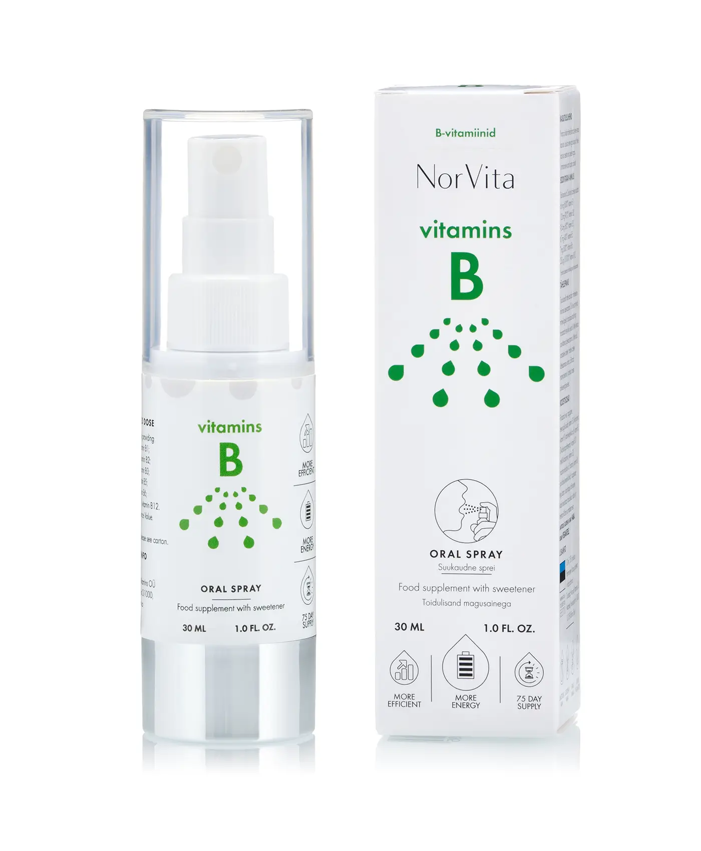 Complex B (B1, B2, B3, B5, B6 si B12) sub forma de Spray pentru sistem nervos, creier si sistem cardiovascular – 30 ml – 75 zile de tratament